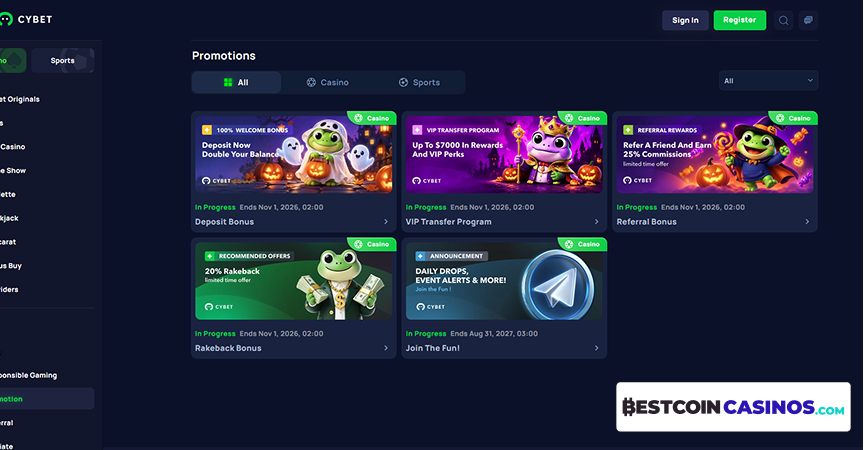 Bonuses at Cybet
