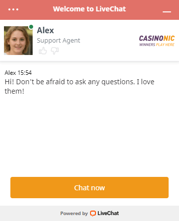 Casionic casino Live chat