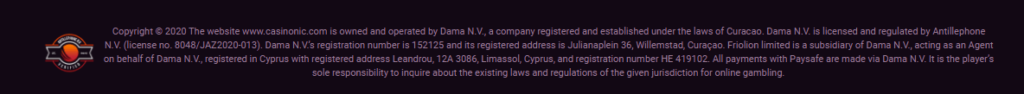 Casionic casino license