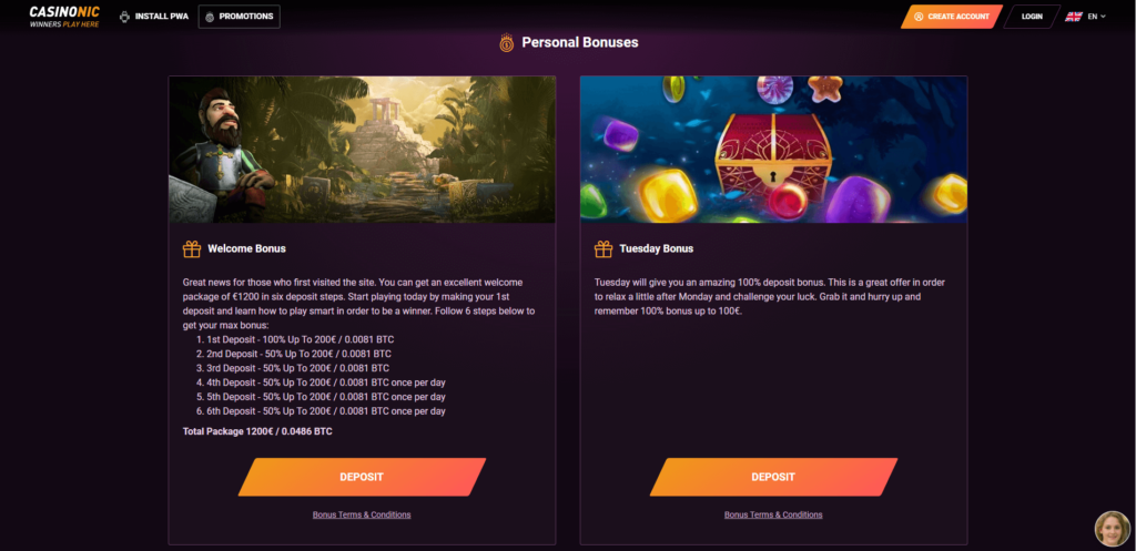 Casionic casino promotions