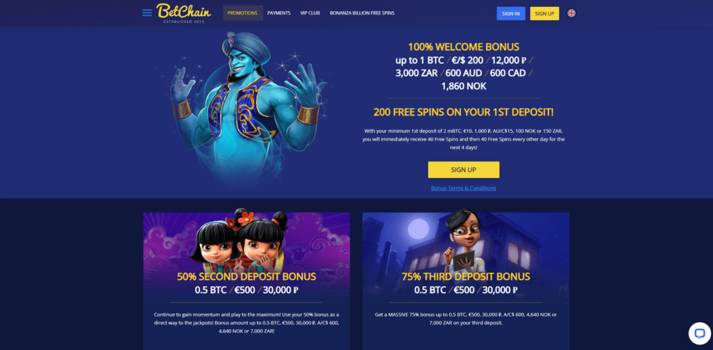 BetChain casino Promotions